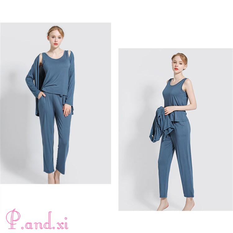 ルームウェア 3点セット 部屋着 リラックスウェア パジャマ レディース 春 ロングパンツ カーディガン ダンクトップ カットソー 羽織 夏 柔らかめ シンプル 