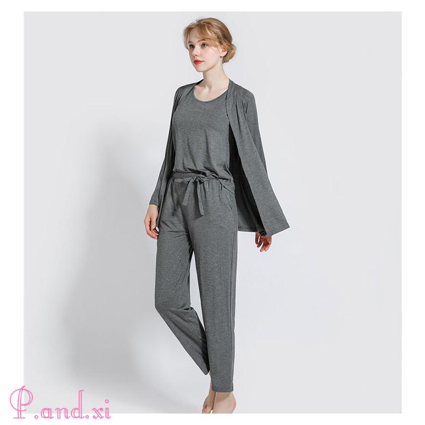 ルームウェア 3点セット 部屋着 リラックスウェア パジャマ レディース 春 ロングパンツ カーディガン ダンクトップ カットソー 羽織 夏 柔らかめ シンプル 
