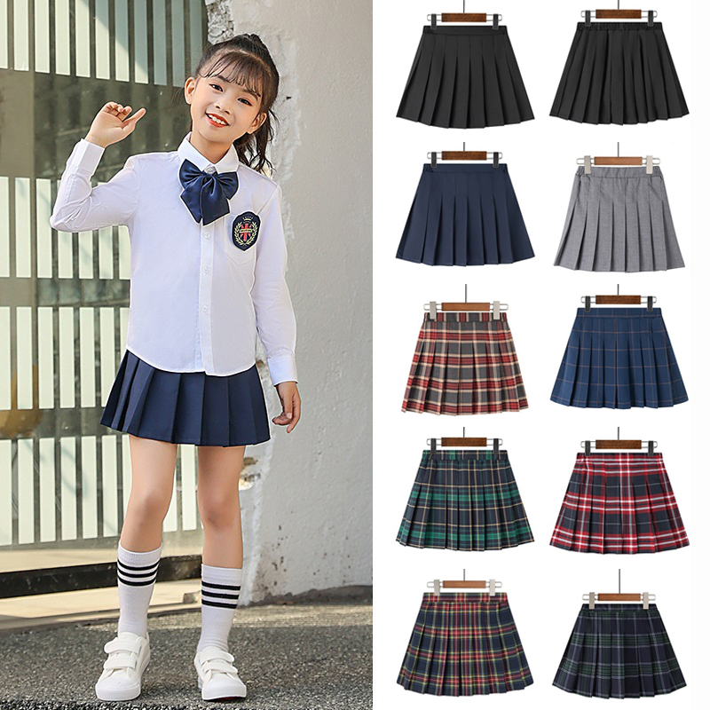 キュロットスカート キッズ 女の子 レトロ チェック柄 無地 小学生 スカート 制服 プリーツスカート 子供服 女子 かわいい ガールズ スクール 