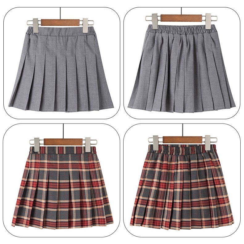 キュロットスカート キッズ 女の子 レトロ チェック柄 無地 小学生 スカート 制服 プリーツスカート 子供服 女子 かわいい ガールズ スクール 