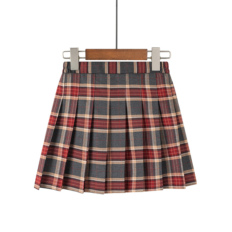 キュロットスカート キッズ 女の子 レトロ チェック柄 無地 小学生 スカート 制服 プリーツスカート 子供服 女子 かわいい ガールズ スクール 