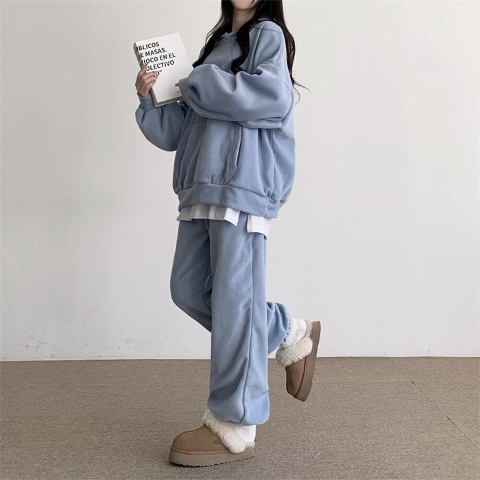 上下セット レディース セットアップ ルームウェア スウェット 暖か クルーネックトップス ボスポーツウェア 重ね着風 