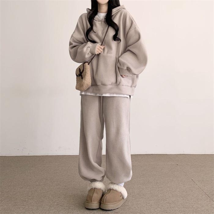 上下セット レディース セットアップ ルームウェア スウェット 暖か クルーネックトップス ボスポーツウェア 重ね着風 