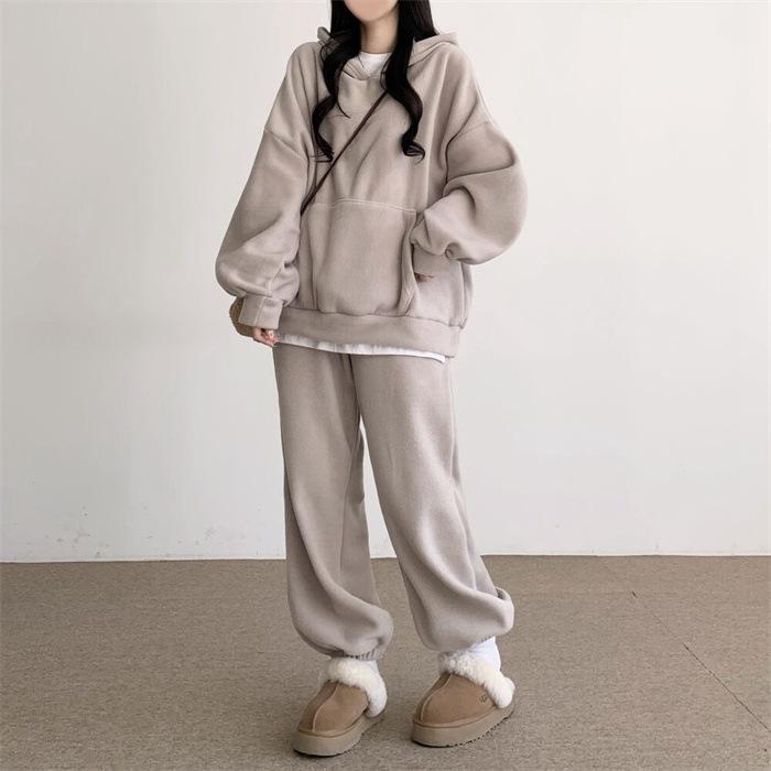 上下セット レディース セットアップ ルームウェア スウェット 暖か クルーネックトップス ボスポーツウェア 重ね着風 
