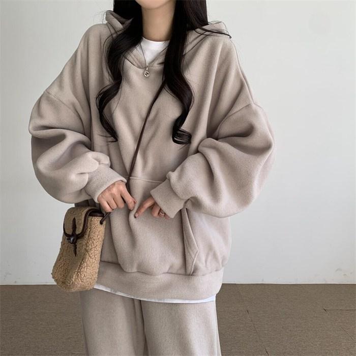 上下セット レディース セットアップ ルームウェア スウェット 暖か クルーネックトップス ボスポーツウェア 重ね着風 