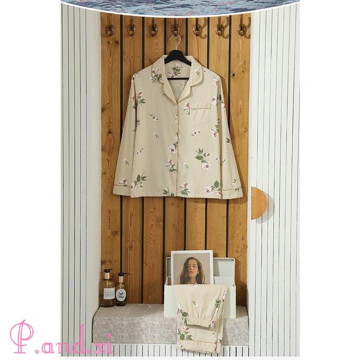 パジャマ ルームウェア レディース 秋冬 長袖 パジャマ 部屋着 女性 ロングパンツ上下セット 可愛いパジャマ 韓国風 秋パジャマ 綿100％ルームウェア 前開き 