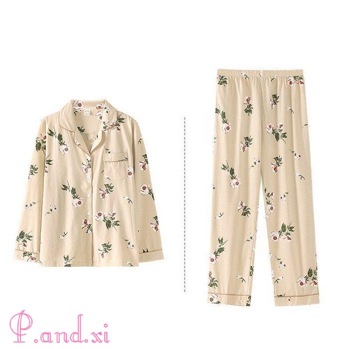 パジャマ ルームウェア レディース 秋冬 長袖 パジャマ 部屋着 女性 ロングパンツ上下セット 可愛いパジャマ 韓国風 秋パジャマ 綿100％ルームウェア 前開き 