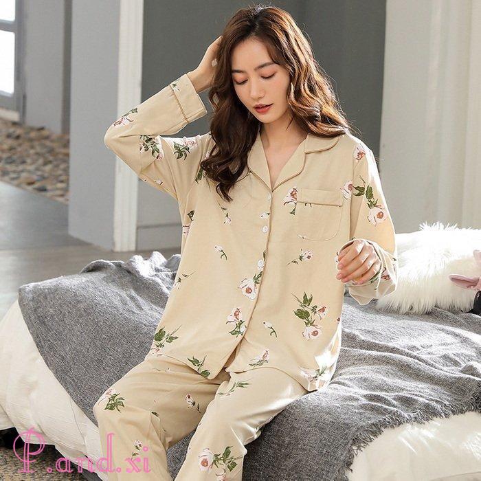 パジャマ ルームウェア レディース 秋冬 長袖 パジャマ 部屋着 女性 ロングパンツ上下セット 可愛いパジャマ 韓国風 秋パジャマ 綿100％ルームウェア 前開き 