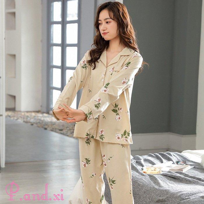 パジャマ ルームウェア レディース 秋冬 長袖 パジャマ 部屋着 女性 ロングパンツ上下セット 可愛いパジャマ 韓国風 秋パジャマ 綿100％ルームウェア 前開き 