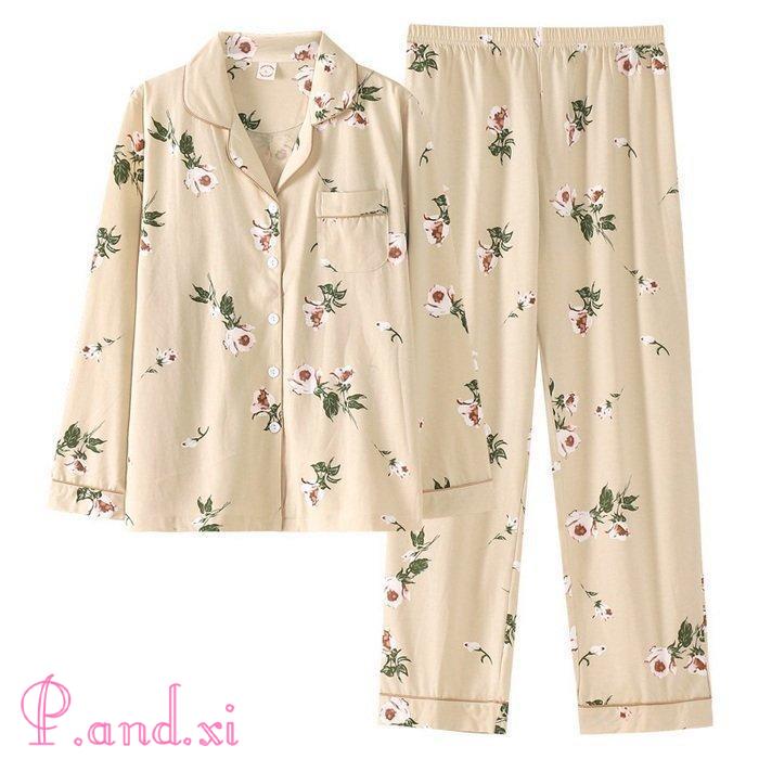 パジャマ ルームウェア レディース 秋冬 長袖 パジャマ 部屋着 女性 ロングパンツ上下セット 可愛いパジャマ 韓国風 秋パジャマ 綿100％ルームウェア 前開き 