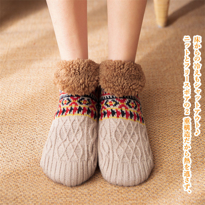 ソックス ルームソックス 靴下 メンズ レディース 靴下 もこもこ 暖かい スリッパ 防寒靴下 ふわふわ 極厚ルームソックス 裏地 北欧 ルーム裏ボア 