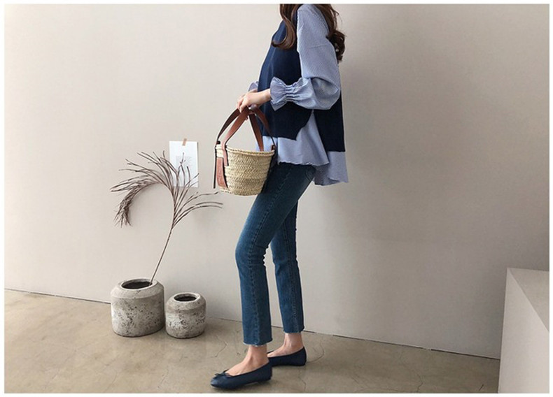 大きいサイズの女性の 2 点セット 2023 新しい韓国スタイルの秋冬長袖シャツニットベストスーツ  