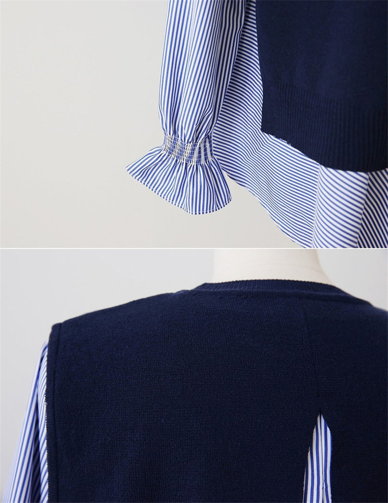 大きいサイズの女性の 2 点セット 2023 新しい韓国スタイルの秋冬長袖シャツニットベストスーツ  