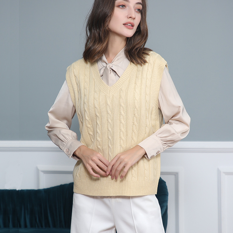 ベスト レディース 春秋冬 ニット Vネック トップス ニット レイヤード プルオーバー ノースリーブ おしゃれ 大人 重ね着風 シンプル 暖かい 無地 カジュアル 