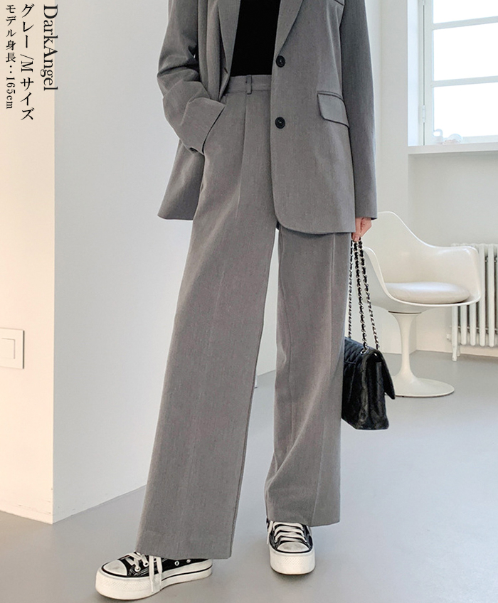 セットアップ レディース ジャケット 韓国 ワイドパンツ おしゃれ オーバーサイズ カジュアル テーラードジャケット ス ゆったり 