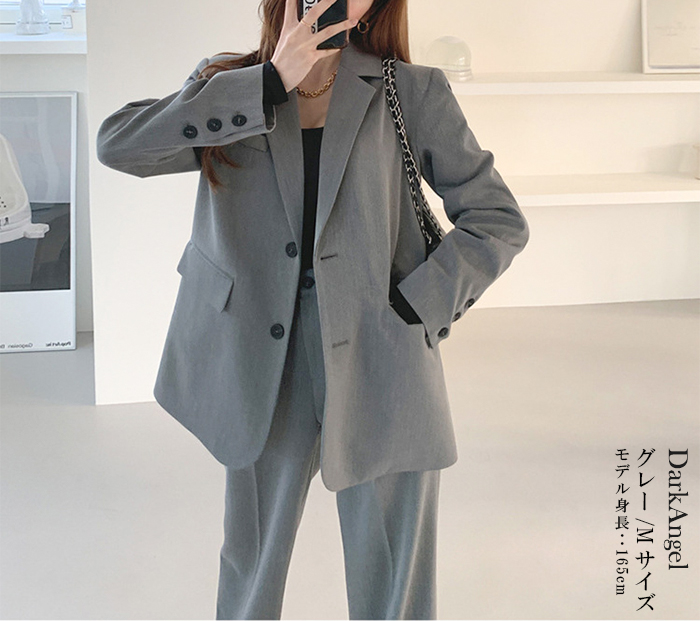 セットアップ レディース ジャケット 韓国 ワイドパンツ おしゃれ オーバーサイズ カジュアル テーラードジャケット ス ゆったり 