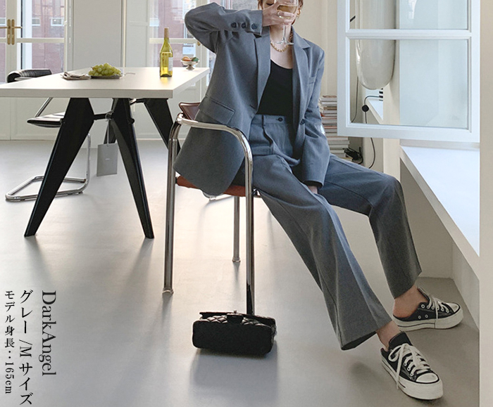 セットアップ レディース ジャケット 韓国 ワイドパンツ おしゃれ オーバーサイズ カジュアル テーラードジャケット ス ゆったり 