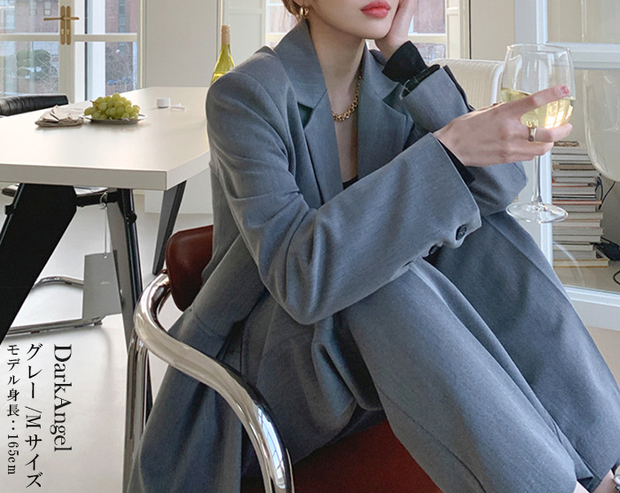 セットアップ レディース ジャケット 韓国 ワイドパンツ おしゃれ オーバーサイズ カジュアル テーラードジャケット ス ゆったり 