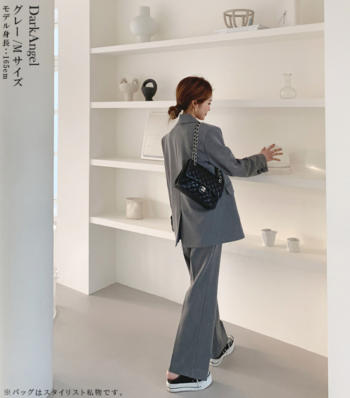 セットアップ レディース ジャケット 韓国 ワイドパンツ おしゃれ オーバーサイズ カジュアル テーラードジャケット ス ゆったり 