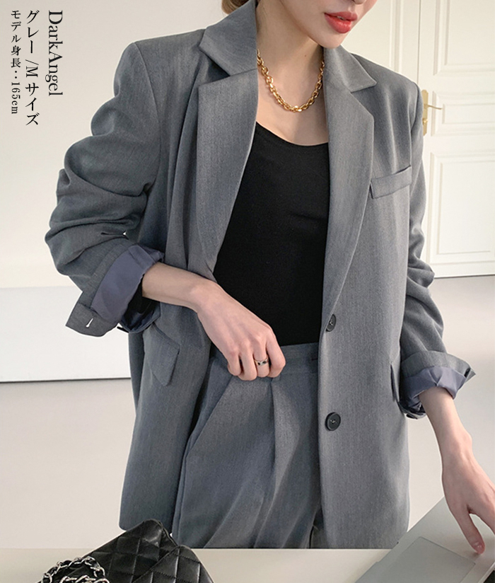 セットアップ レディース ジャケット 韓国 ワイドパンツ おしゃれ オーバーサイズ カジュアル テーラードジャケット ス ゆったり 