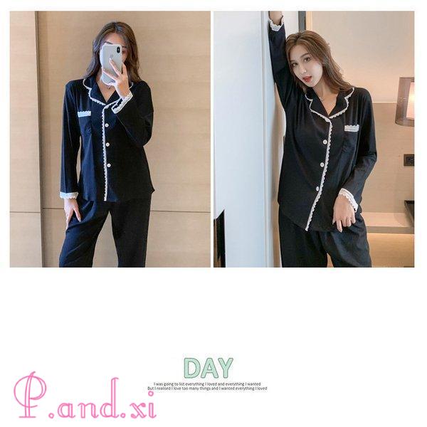 パジャマ レディース 春夏秋 長袖パジャマ ロングズボン 綿 部屋着 韓国風 レース プレゼント 可愛い シャツパジャマ ルームウェア上下セット 快適 寝巻き 