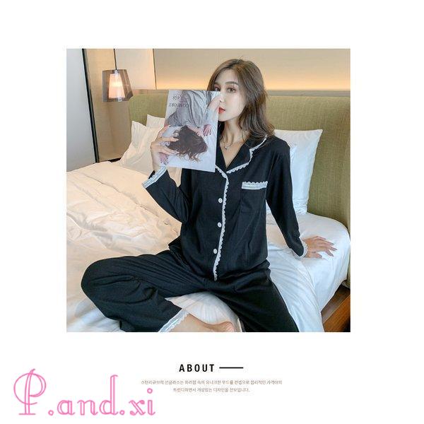 パジャマ レディース 春夏秋 長袖パジャマ ロングズボン 綿 部屋着 韓国風 レース プレゼント 可愛い シャツパジャマ ルームウェア上下セット 快適 寝巻き 