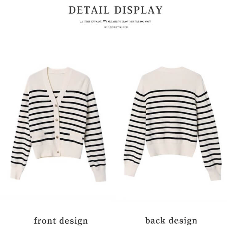カーディガン レディース 韓国 ニット ボーダー 柄 秋 春 黒 カジュアル おしゃれ 白 エレ秋冬 Vネック ポケット 大人 