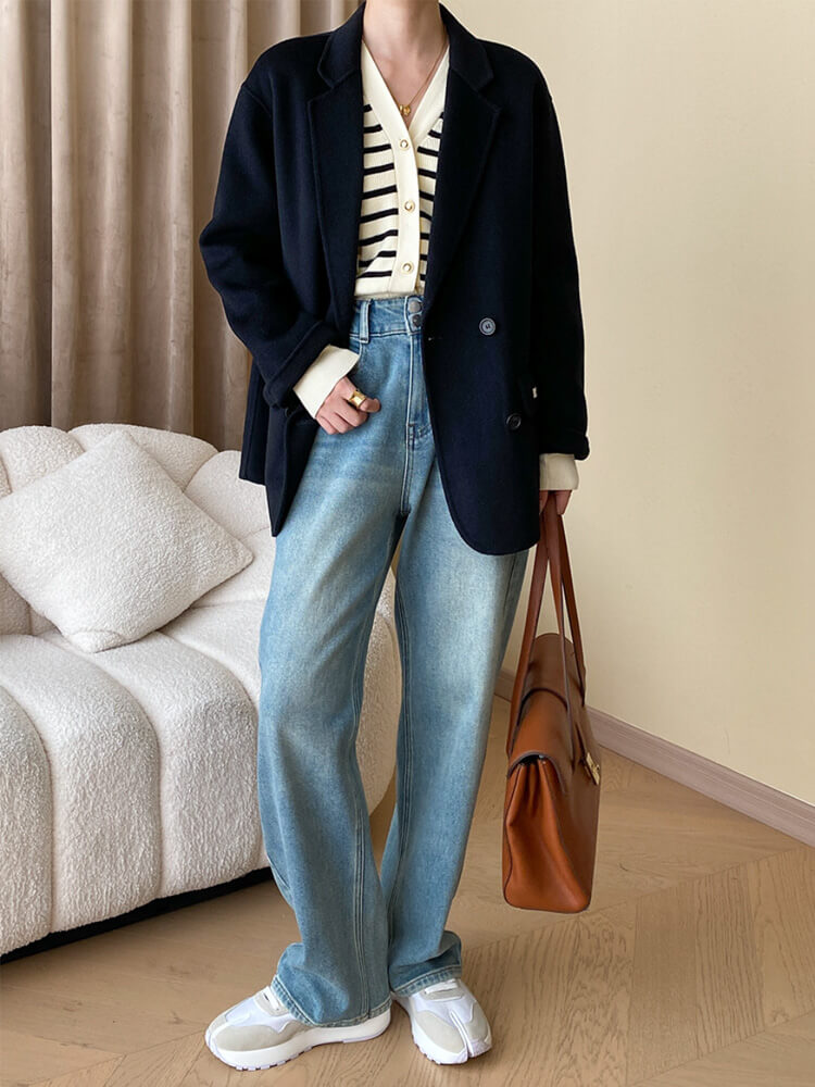 カーディガン レディース 韓国 ニット ボーダー 柄 秋 春 黒 カジュアル おしゃれ 白 エレ秋冬 Vネック ポケット 大人 