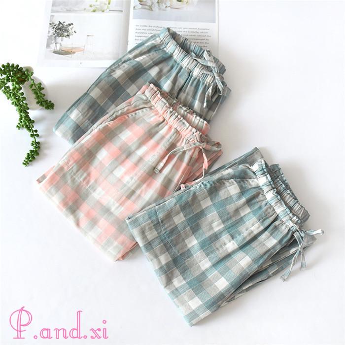 ガーゼ ルームウェア パジャマ ロングパンツ単品 レディース メンズ チェック 寝間着 大きいサイズ 綿100% 秋 ベア 寝巻き 快適 冬 部屋着 カップル 2重ガーゼ 