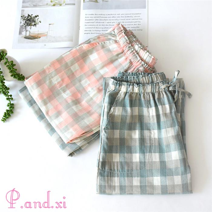 ガーゼ ルームウェア パジャマ ロングパンツ単品 レディース メンズ チェック 寝間着 大きいサイズ 綿100% 秋 ベア 寝巻き 快適 冬 部屋着 カップル 2重ガーゼ 