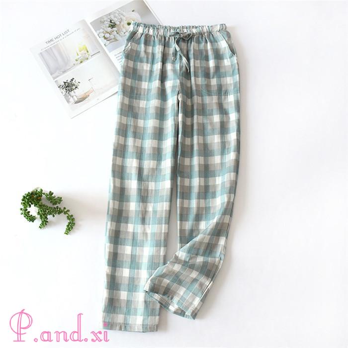 ガーゼ ルームウェア パジャマ ロングパンツ単品 レディース メンズ チェック 寝間着 大きいサイズ 綿100% 秋 ベア 寝巻き 快適 冬 部屋着 カップル 2重ガーゼ 