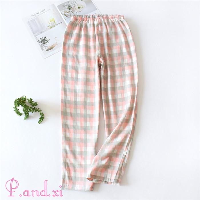 ガーゼ ルームウェア パジャマ ロングパンツ単品 レディース メンズ チェック 寝間着 大きいサイズ 綿100% 秋 ベア 寝巻き 快適 冬 部屋着 カップル 2重ガーゼ 