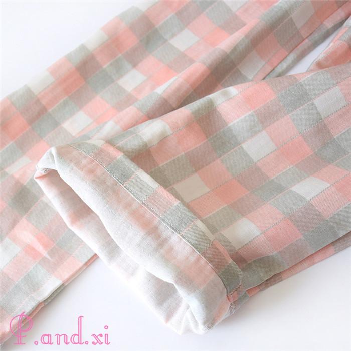 ガーゼ ルームウェア パジャマ ロングパンツ単品 レディース メンズ チェック 寝間着 大きいサイズ 綿100% 秋 ベア 寝巻き 快適 冬 部屋着 カップル 2重ガーゼ 