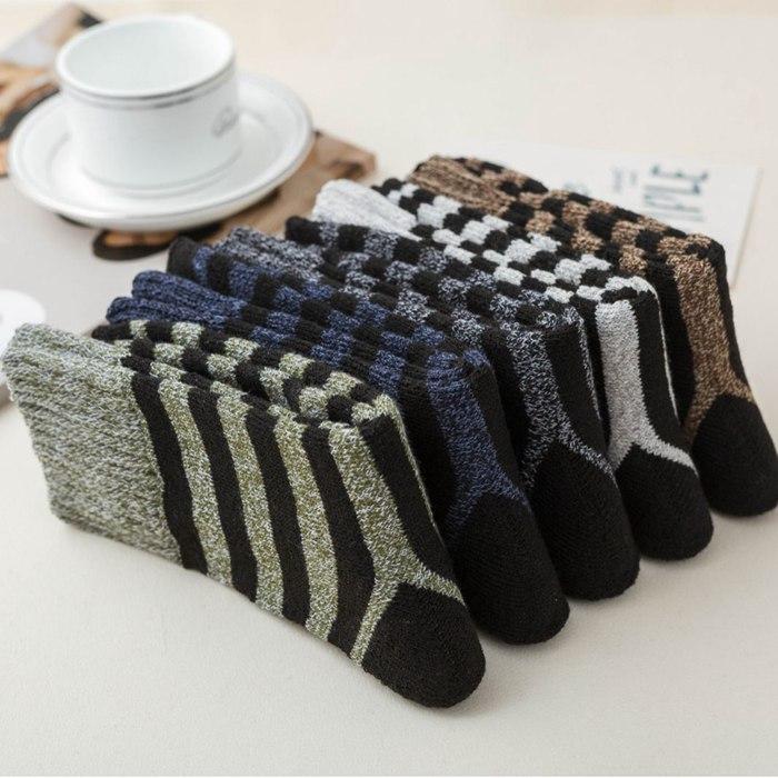 靴下 ソックス メンズ 5足セット 暖かい ビジネスソックス 秋冬 抗菌 男性 スポーツ クルーソックス ストライプ 防臭 ルームソックス 