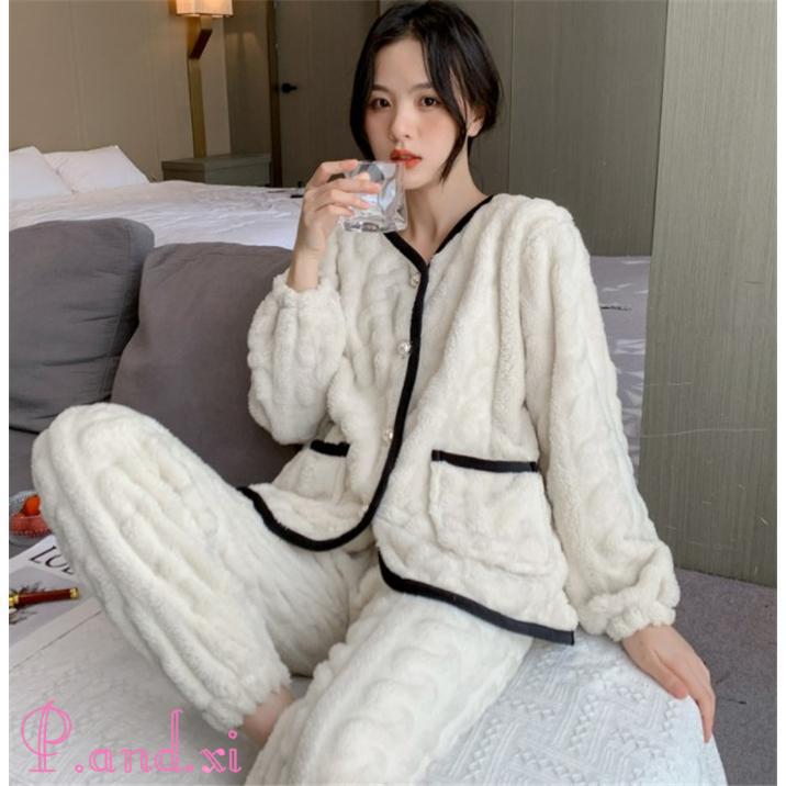 ルームウェア 上下セット 冬 パジャマ レディース 長袖 秋冬 上下パジャマ パジャマ かわいい もこもこ ルームウェア 部屋着 前開き あったかい 