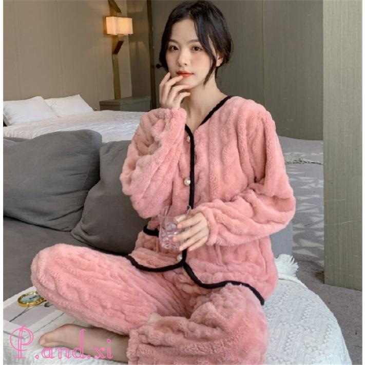 ルームウェア 上下セット 冬 パジャマ レディース 長袖 秋冬 上下パジャマ パジャマ かわいい もこもこ ルームウェア 部屋着 前開き あったかい 
