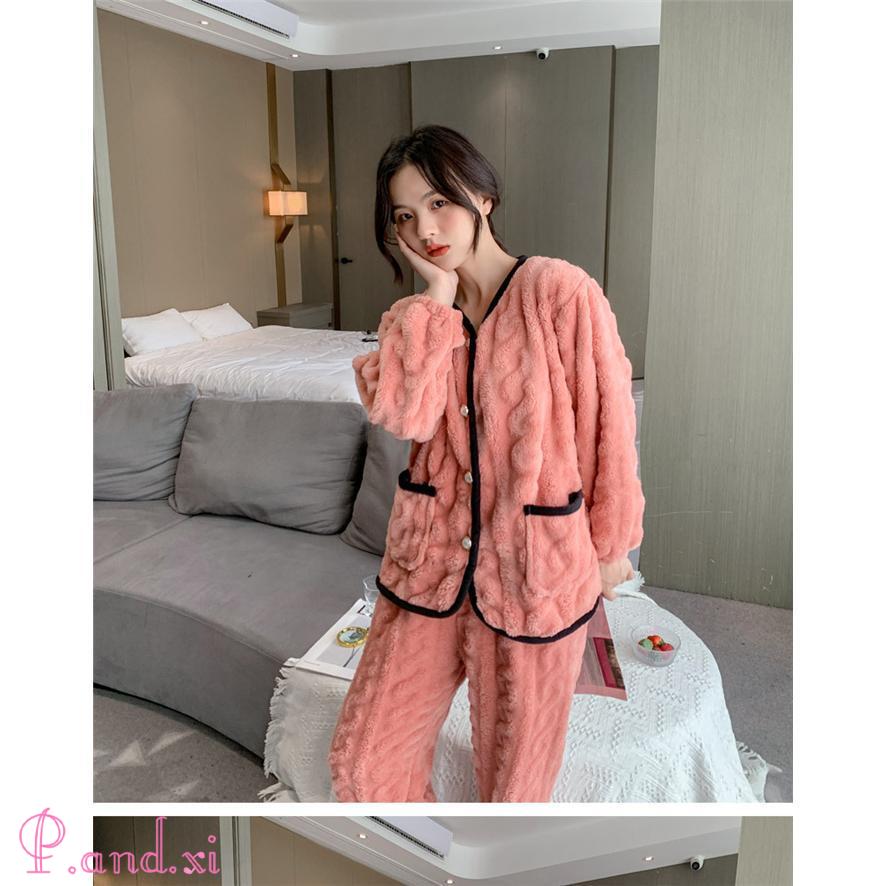 ルームウェア 上下セット 冬 パジャマ レディース 長袖 秋冬 上下パジャマ パジャマ かわいい もこもこ ルームウェア 部屋着 前開き あったかい 