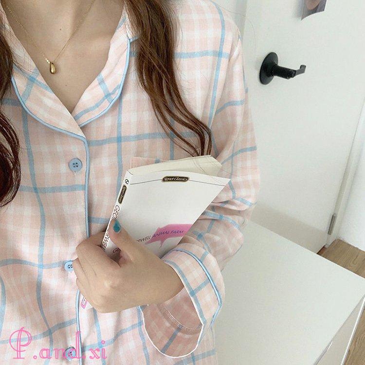パジャマ ルームウェア レディース 春夏秋 長袖 パジャマ 可愛いチェック柄 シンプル韓国風 上下セット部屋着 大きいサイズ オシャレ 前開きルームウェア 