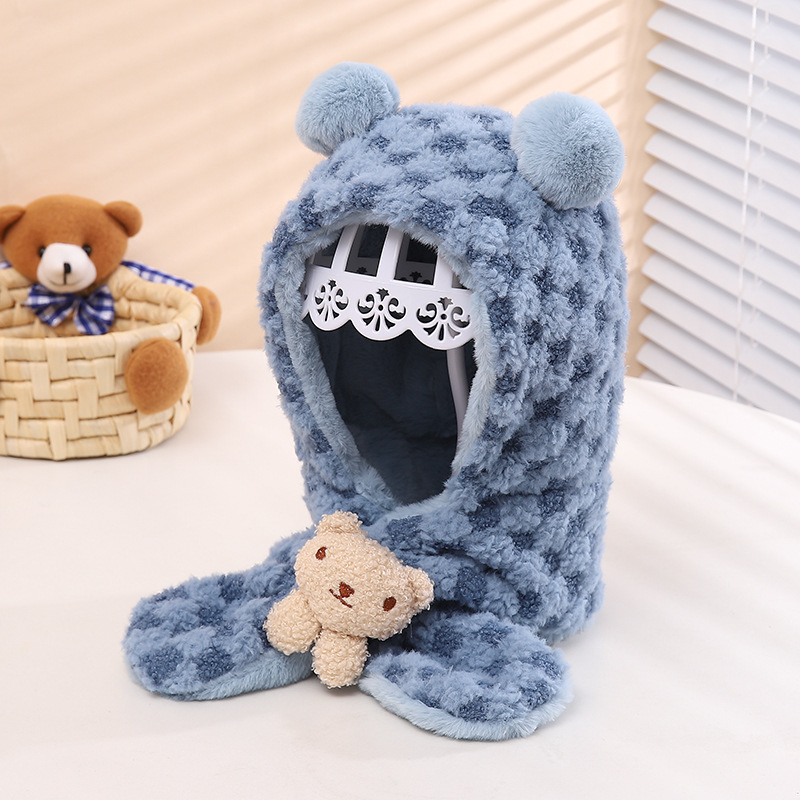 キッズフードマフラー 2IN1 マフラー フード 一体型 子ども用 かわいい 帽子 おしゃれ 寒さ対策 冬用品 ファッション ふわふわ 柔らかい 防寒 全5色 
