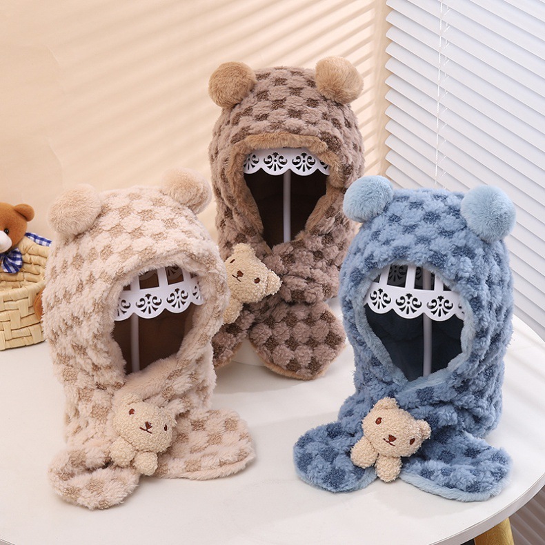 キッズフードマフラー 2IN1 マフラー フード 一体型 子ども用 かわいい 帽子 おしゃれ 寒さ対策 冬用品 ファッション ふわふわ 柔らかい 防寒 全5色 