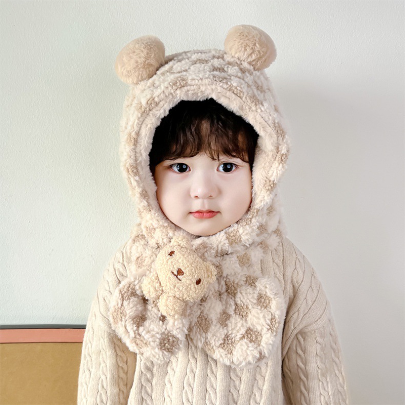 キッズフードマフラー 2IN1 マフラー フード 一体型 子ども用 かわいい 帽子 おしゃれ 寒さ対策 冬用品 ファッション ふわふわ 柔らかい 防寒 全5色 