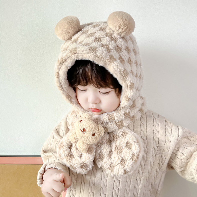 キッズフードマフラー 2IN1 マフラー フード 一体型 子ども用 かわいい 帽子 おしゃれ 寒さ対策 冬用品 ファッション ふわふわ 柔らかい 防寒 全5色 