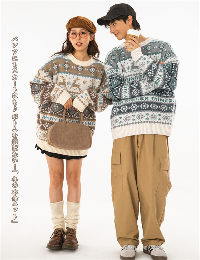 セーター ペアルック セーター メンズ レディース クリスマス衣装 可愛い 秋冬 カップル トップス 韓国 ゆったり ニット 男女兼用 学院風 暖かい 