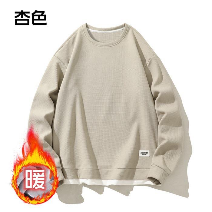 トレーナー スウェット メンズ トップス 裏起毛 ワッフル 長袖 暖かい 無地 クルーネック ワッフル編み 防寒 おしゃれ 重ね着風 