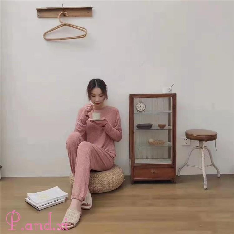 パジャマ ルームウェア ナイトウェア 2点セット レディース 上下セット かわいい 長袖 セットアップ ロングパンツ カットソー 部屋着 シンプル 寝巻き 