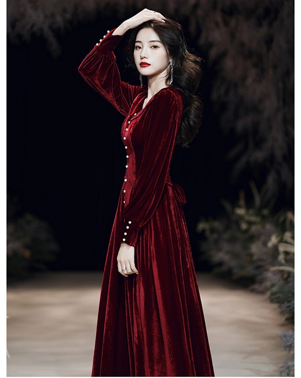 ロングドレス ドレス ロング 演奏会 袖あり 長袖 大人 上品 シンプル カシュクール 発表会 ピアノ 