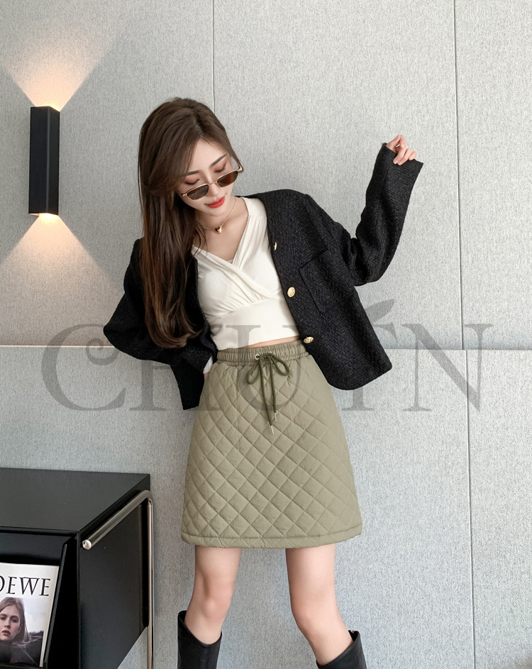 タイトスカートミニダウンスカート中綿 スカートボミニ丈 キルティングスカート 入学式卒業式 Aライン タイトスカート きれいめ 中綿 