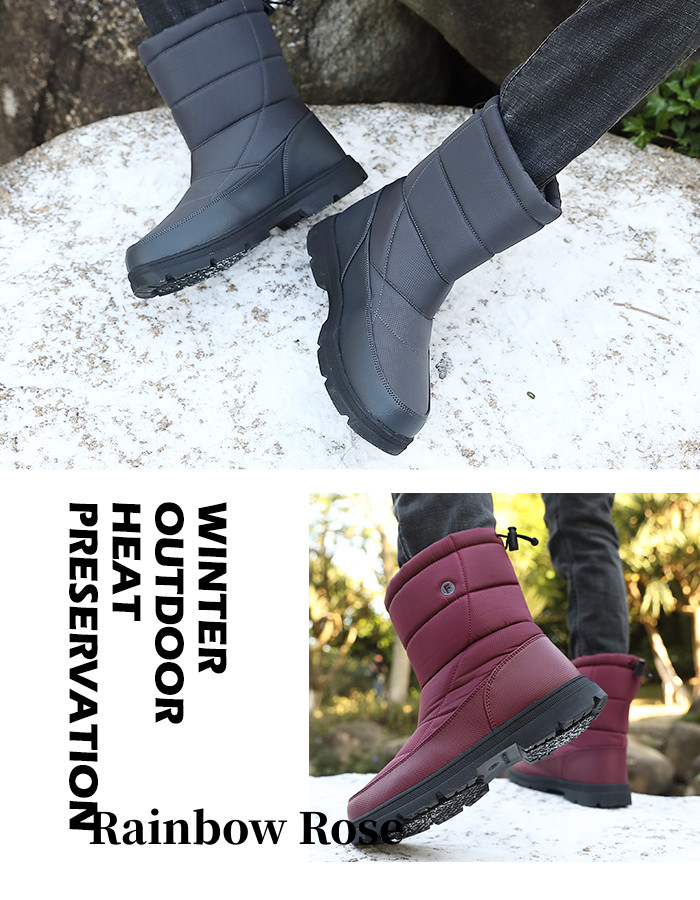 送料無料 スノーブーツ メンズ レディース ショート ブーツ ブラック 防水 スノーアウトドア 防滑 保 ユニセックス ミドル丈 防寒 ウィンターブーツ 