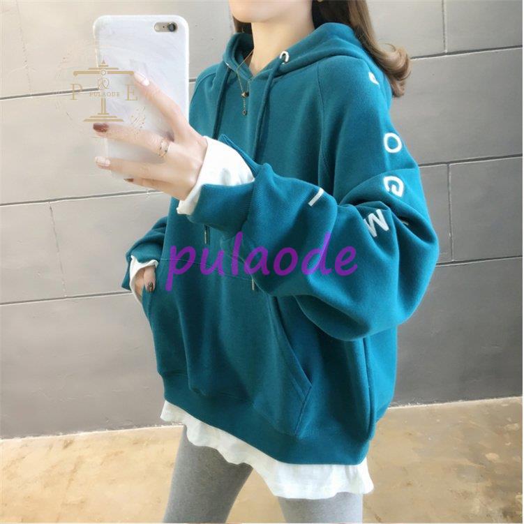 レディース ロング丈 厚手 長袖 ゆったり 体型カバー 大きいサイズ 秋 フード付き 冬 プルオーバー アウター カジュアル ァション 