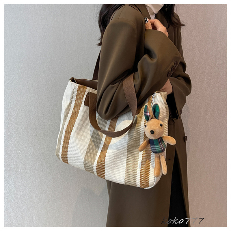 バッグ レディースかばん トートバッグ ショルダーバッグ ハンドバッグ ストライプ 女子 お出掛け カジュアル 布鞄 通勤オシャレ ワーク 通学 カバン 
